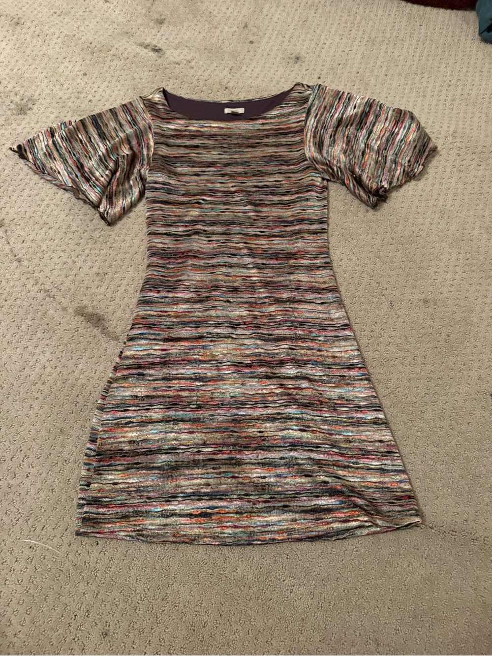 Ecote Multicolor Striped Short Sleeve Dress